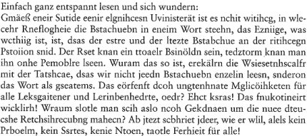 Es ghet acuh onhe Rhcshcetnuiebg