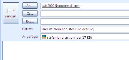 Eine E-Mail verfassen mit Bild im Anhang - optional den id-Tag nutzen um von NGL identifiziert zu werden
