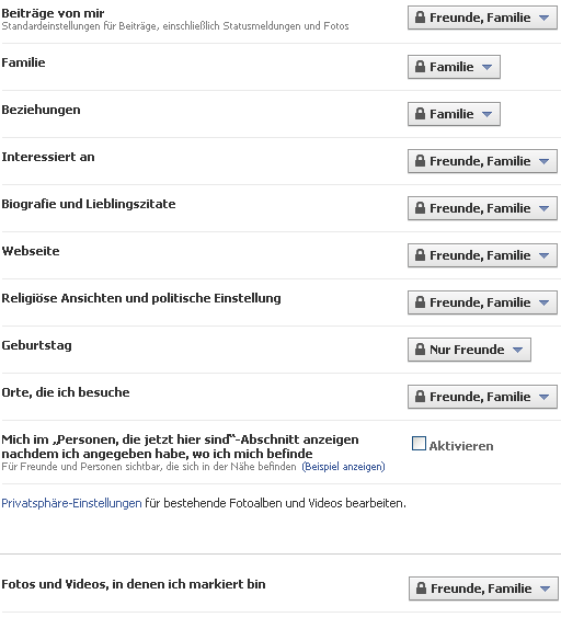 Nur Freunde, Freunde und Familie werden genutzt