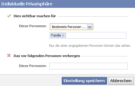 Privatsphäre auf eine/mehrere Gruppen festlegen