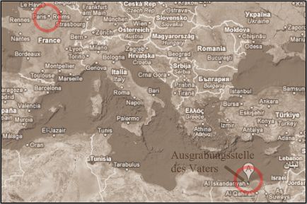 Alexandria auf der Karte